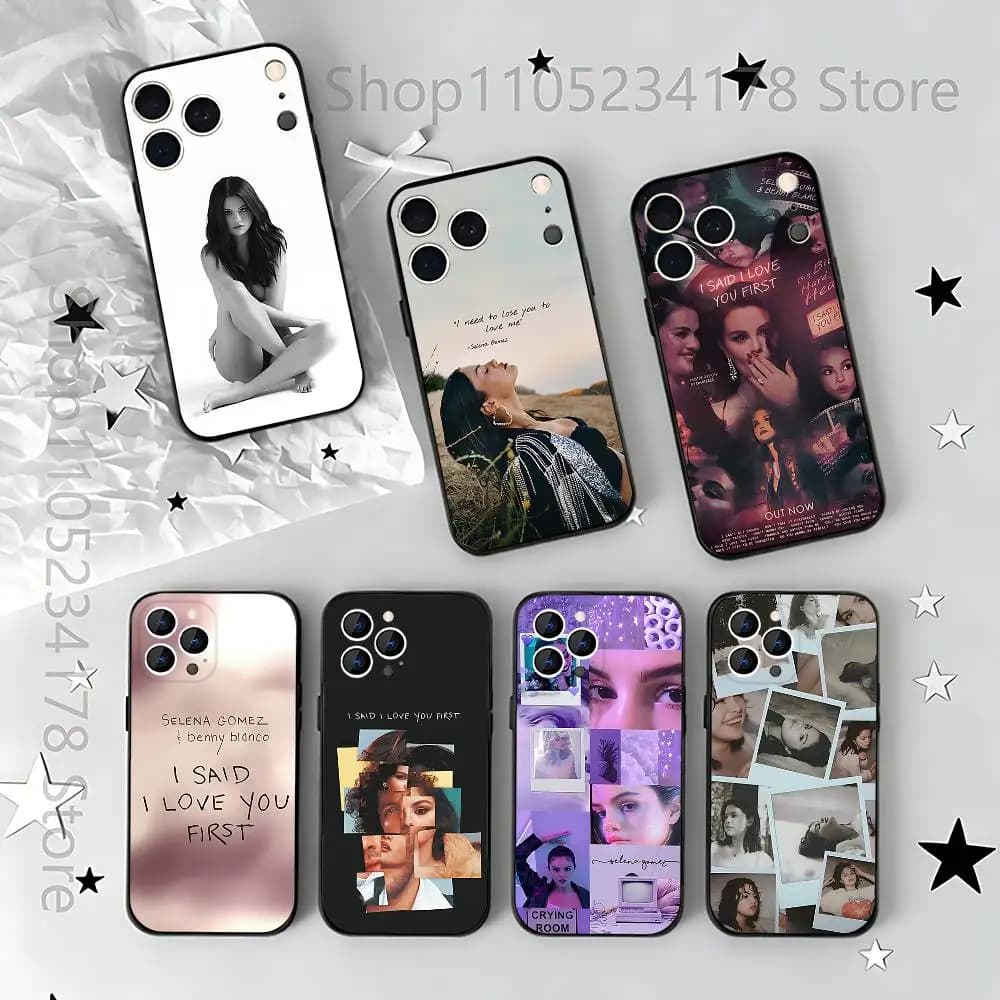 S-Selena Gomez Ho detto Ti amo la prima custodia per telefono per iPhone 17,16,15,14,13,12,11,Pro,Max,Plus,E,Air,Mini Cover protettiva nera