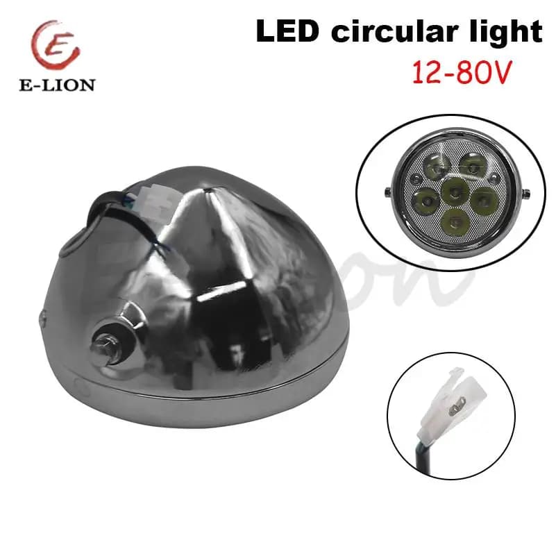 Faro rotondo a LED in ferro da 5 pollici con luce rotonda 12V-80V 6 perline, adatto per accessori per scooter elettrici Citycoco