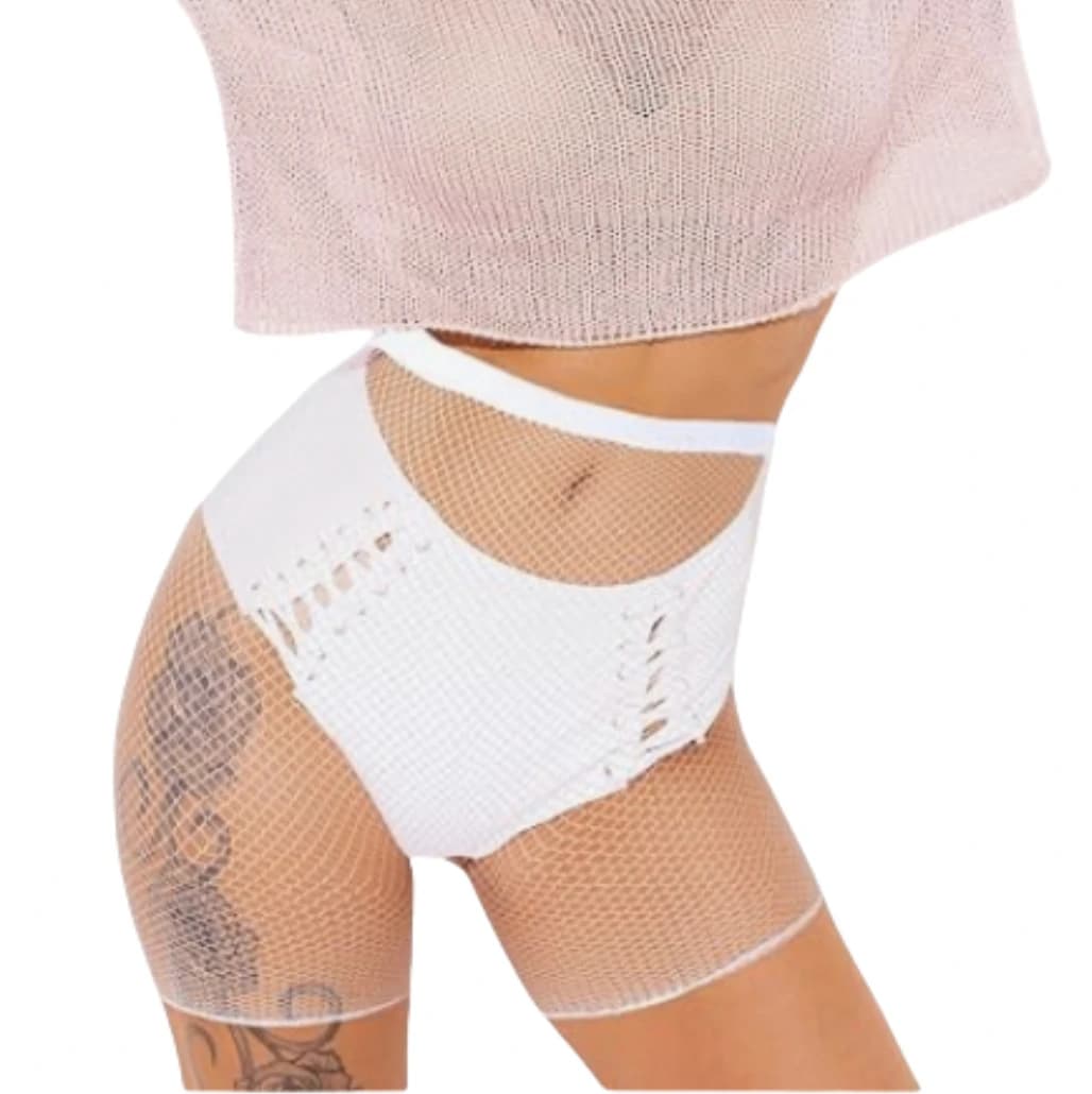 Women's short mesh shorts Bike mesh shorts White Red White Red Breathable High waist tights