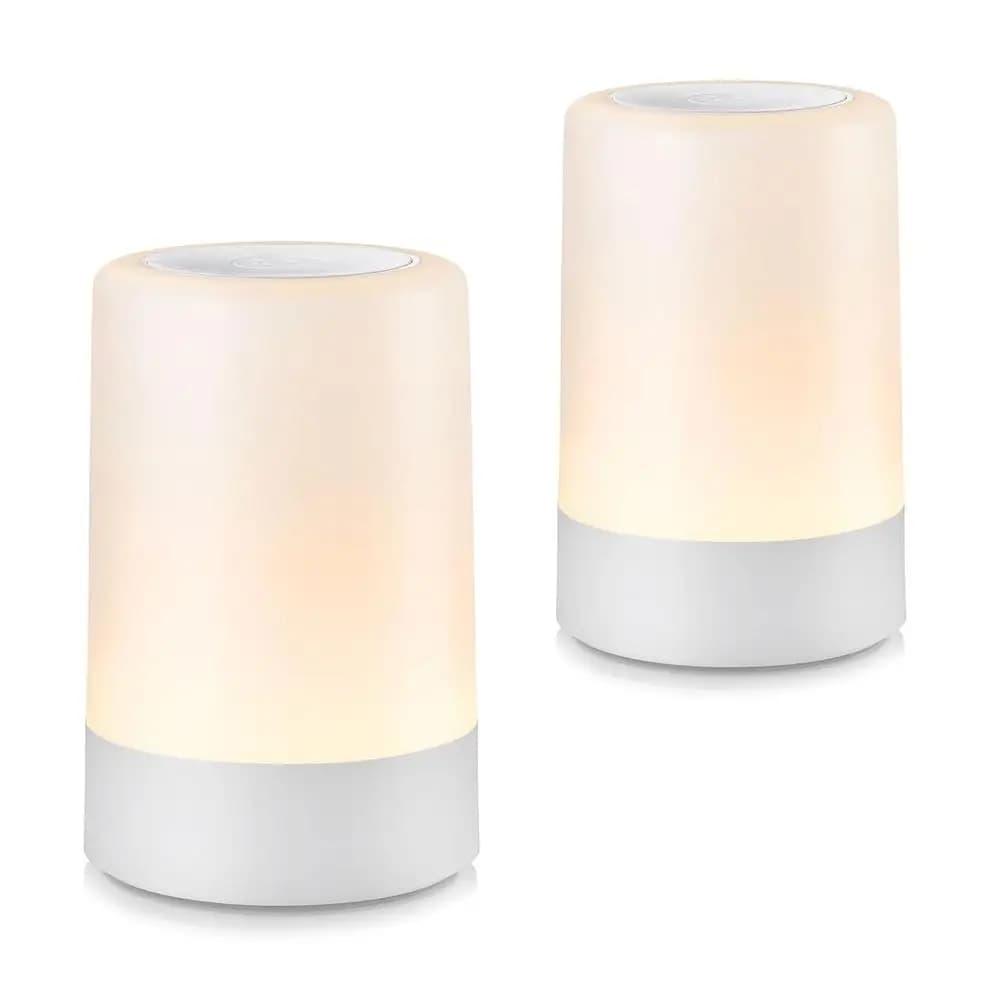Luce Notturna LED Portatile con Sensore Touch per Bambini e Adulti, Lampada da Allattamento Ricaricabile, Ausilio per il Sonno, Luce Calda Dimmerabile - Confezione da 2