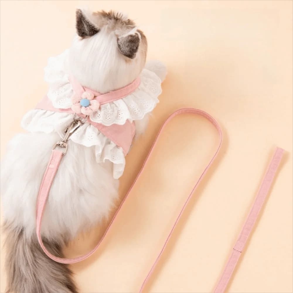 Anti-break-free Cat Traction Rope No Pulling Breathable Cat Harness Leash Safety Buckle Adjustable Vest Type Chest Strap