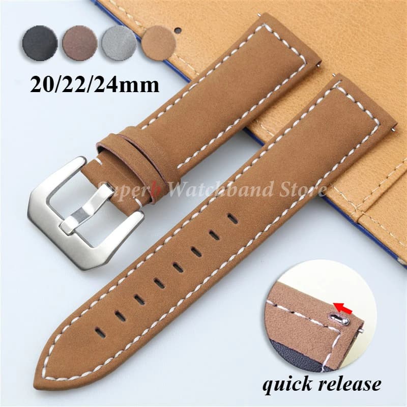 Cinturino in pelle vintage per Panerai 20mm 22mm 24mm Bracciale Marrone opaco Cinturino per orologio per donna Uomo Cinturino da polso a sgancio rapido