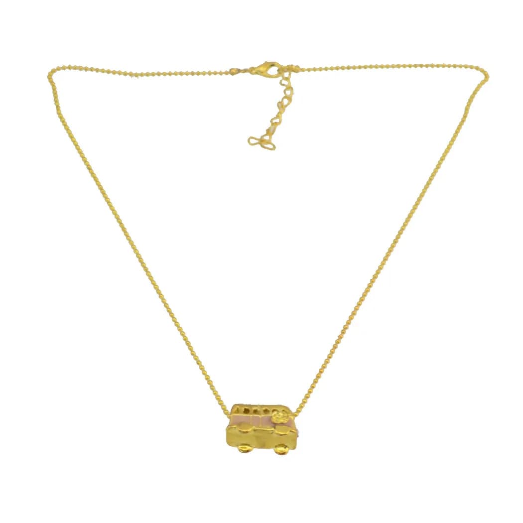 Oil drip outside bus design beads necklace colorful rhinestones cute small flower exquisite accessories Vogue compact