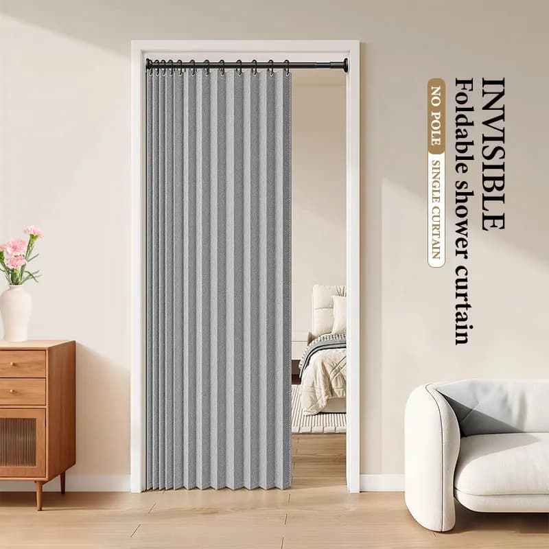 Tenda Pieghevole per Porta, Protezione della Privacy, Isolamento Termico, Oscurante con Ganci per Camera da Letto e Cucina, Salvaspazio, Blocca Correnti d'Aria