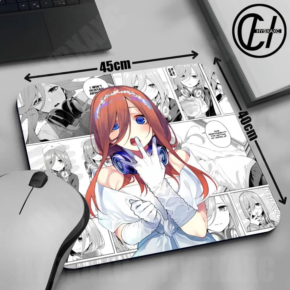 1PC Mousepad Miku Nakano Anime Girl Mouse Pad Large Square Computer Table Mat XS Rubber Anti-slip Desk Mat Cute Comic Girls Rug