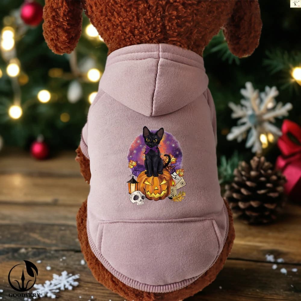 Felpa con cappuccio per animali domestici di taglia piccola e media con stampa modello in stile Halloween Felpa con cappuccio alla moda di lusso per cani e gatti