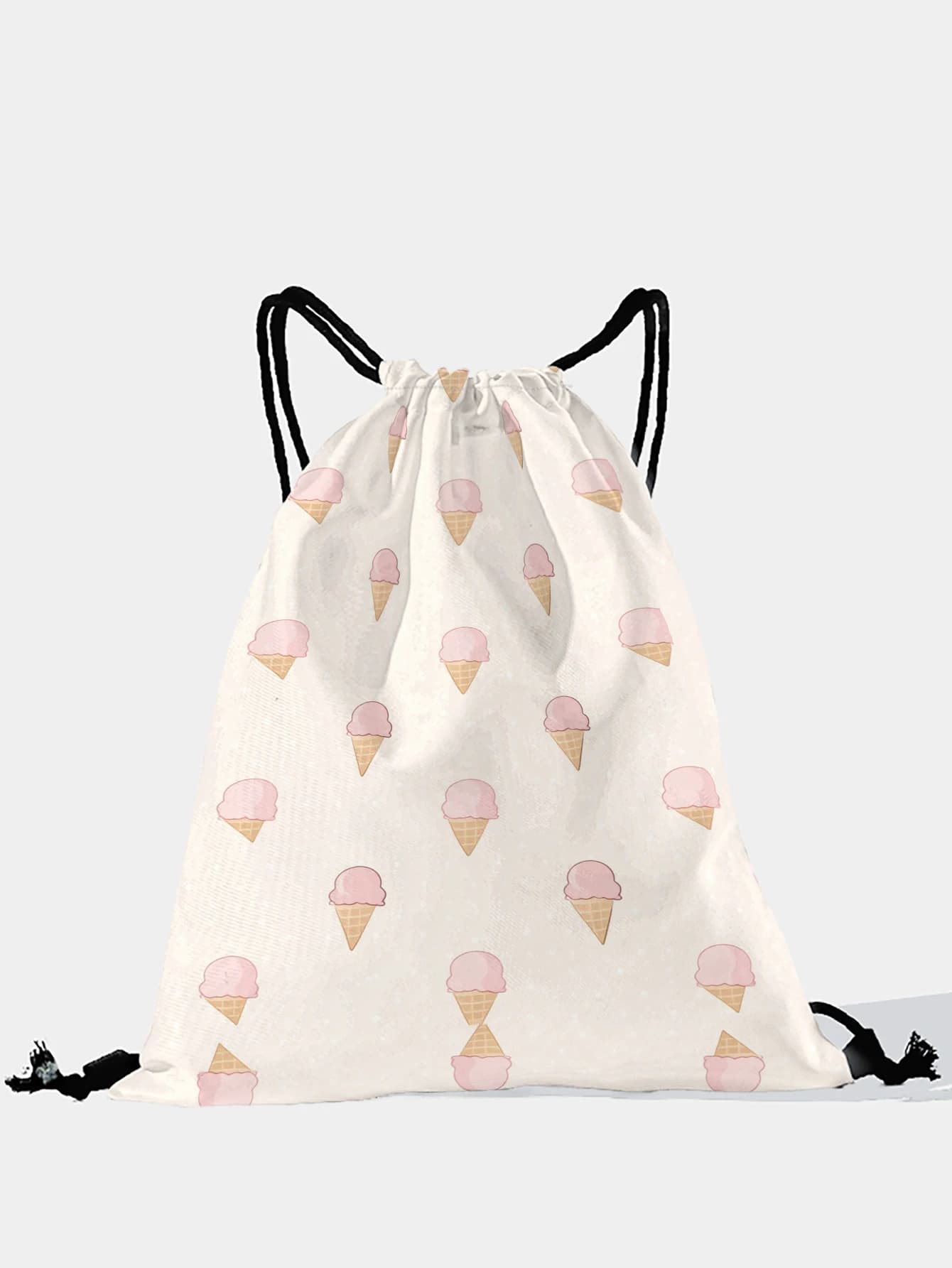Zaino con coulisse con stampa gelato, borsa sportiva leggera per palestra, yoga, viaggi, scuola, shopping e uso quotidiano