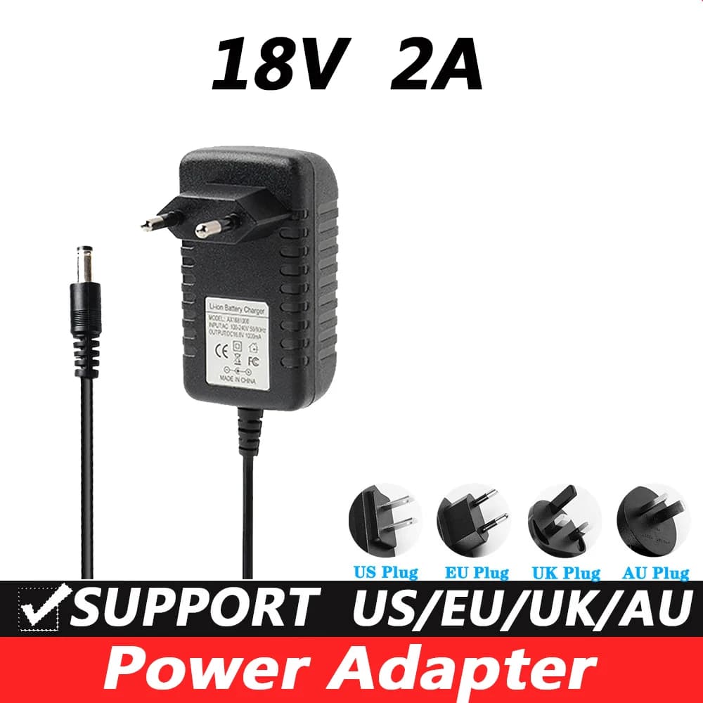 Adattatore convertitore 36W 18V 2A AC 100V-240V DC 18Volt Vdc ​ Adattatore di alimentazione 2000 mA 18 V 2 A Spina UE USA UK 5,5 mm x 2,1-2,5 m
