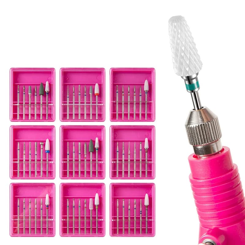 6 pcs/box Diamond Quartz Sand Nail Lime Drill Polishing Point for cuticles Tools for nail art Nail polishing head Set electric manicure