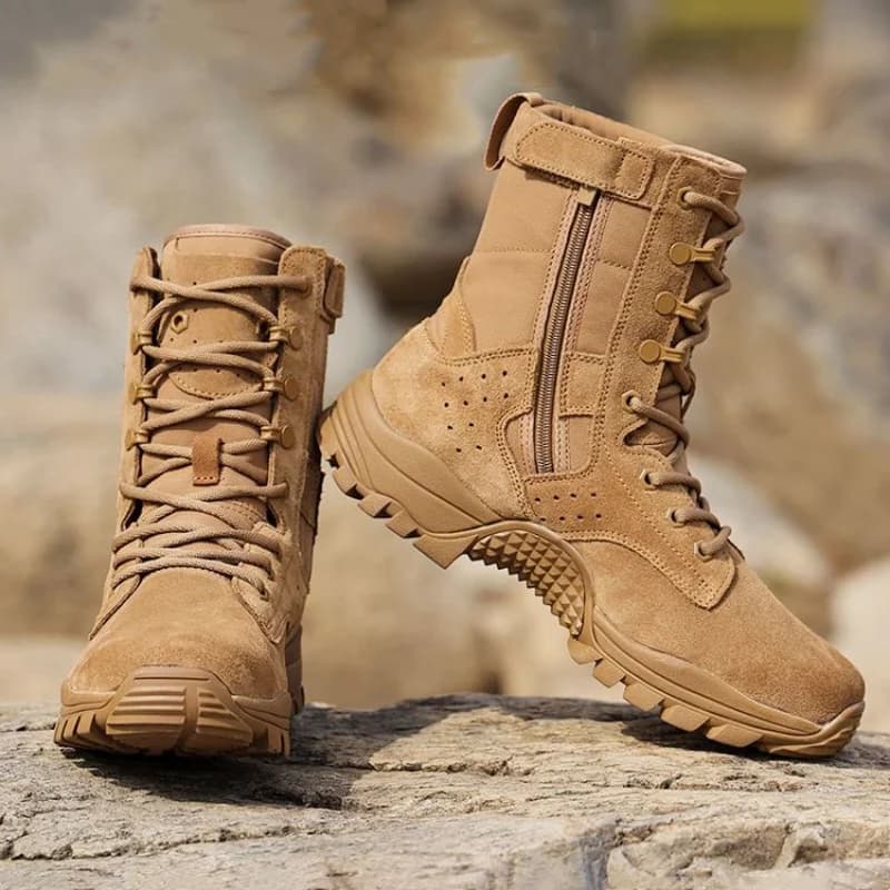Stivali impermeabili in pelle di vacchetta da uomo Scarpe da arrampicata estive per escursionismo all'aperto Stivale antiscivolo resistente all'usura Scarpa stringata con cerniera laterale alla moda