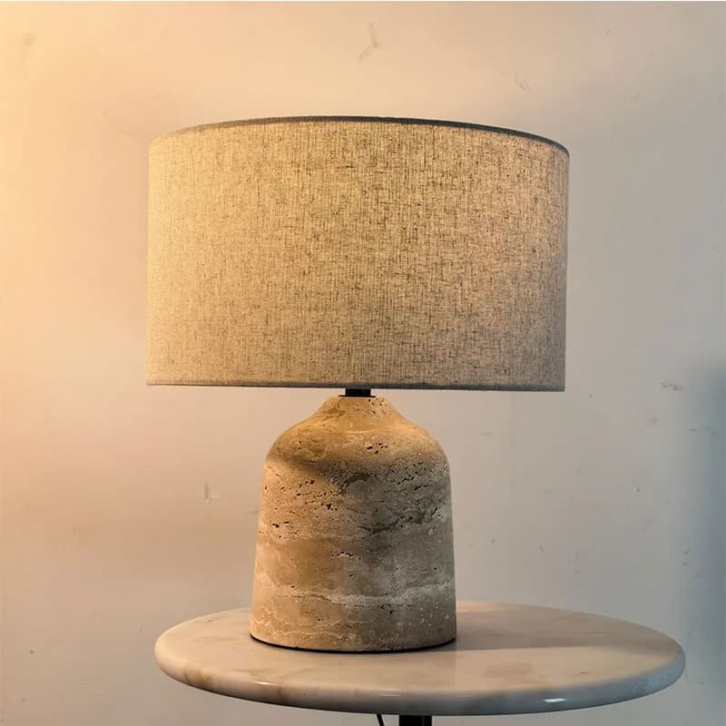 Lampade da tavolo in tessuto travertino giallo, soggiorno, camera da letto, comodino dell'hotel, ristorante, caffetteria, luci da scrivania in stile Wabi Sabi giapponese