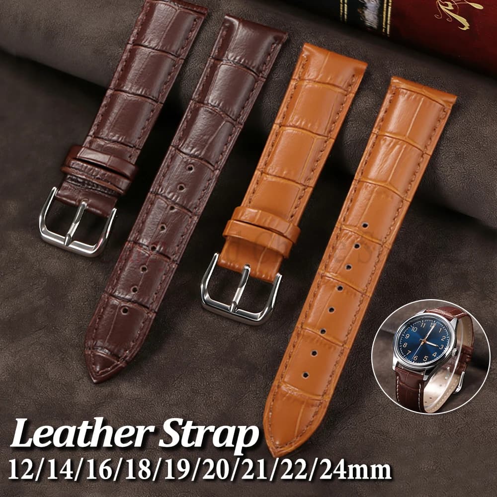 Leather strap 20/21/22/24mm for Seiko and Timex watches, Fashionable wrist strap for men and women, Compatible with Omega bracelets