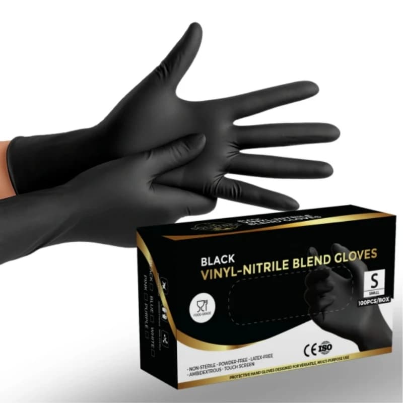 20/50/100 Pezzi Guanti in Nitrile Nero Monouso Senza Lattice per Pulizie Domestiche, Cucina, Industria, Bellezza e Tatuaggi
