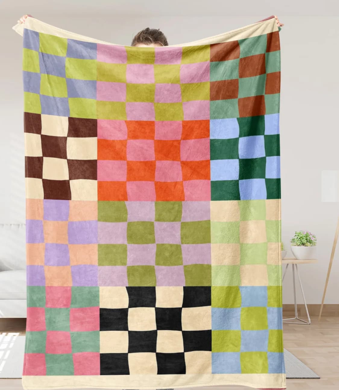 Coperta con Cappuccio a Quadretti Colorati, Morbida Coperta in Flanella per Neonati, Coperta Accogliente per Adulti e Bambini, Coperta per Cani, Regalo per Ragazze