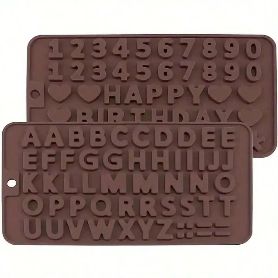 Stampo in silicone per lettere e numeri in cioccolato, 2 pezzi, antiaderente per una facile rimozione, ideale per decorazioni di torte e feste di compleanno