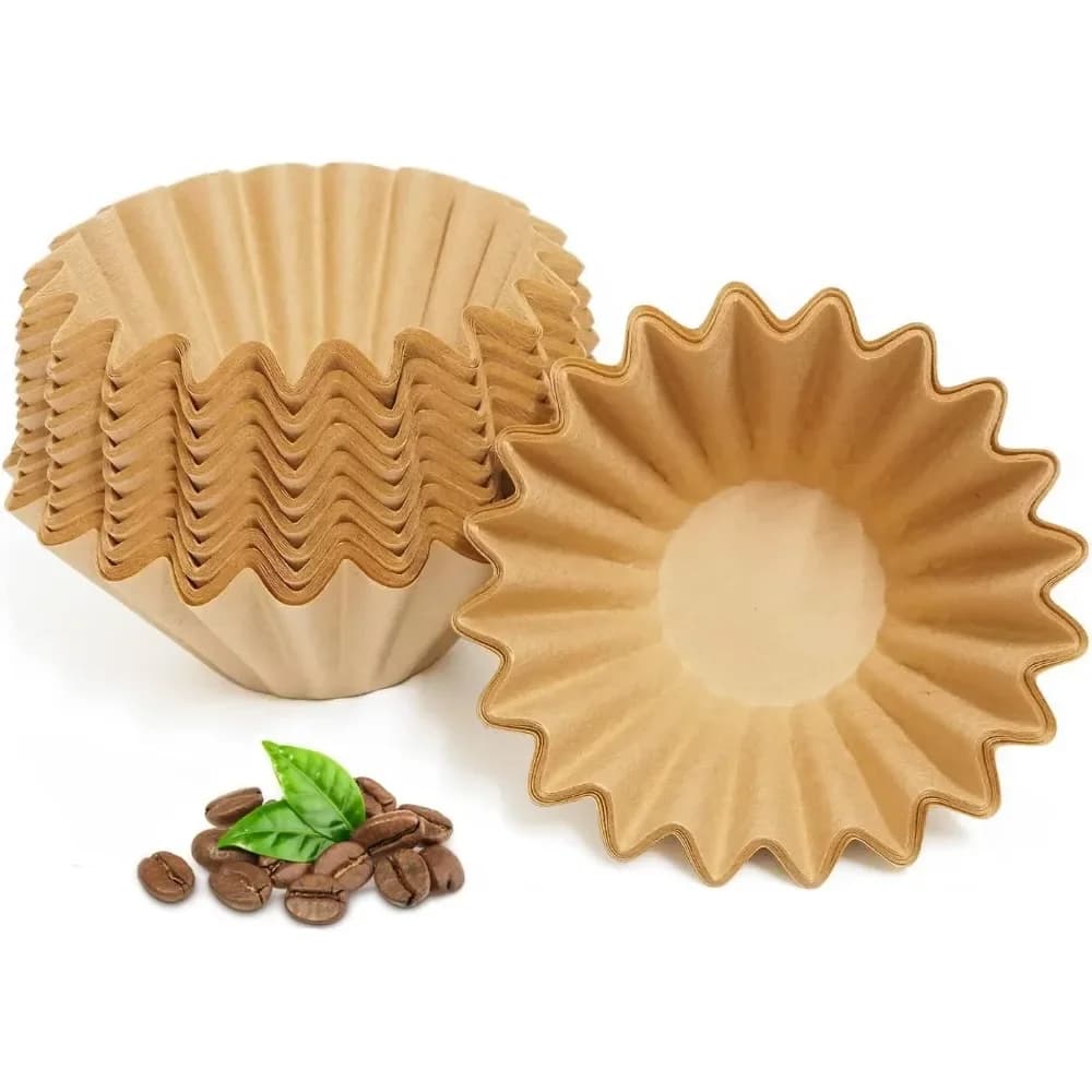 New Unbleached Brown Natural Thicken 5 Cup Coffee Filter Basket 100 Pack Commercial Home Coffee Maker Pour Over Coffee Kit Filters