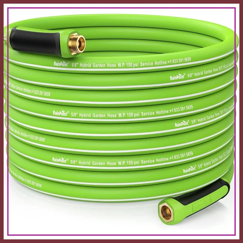 Tubo da Giardino 30m - Tubo Acqua Leggero e Resistente con Maniglia Girevole - Flessibile, in Gomma Ibrida, da 5/8'' Maschio a Femmina