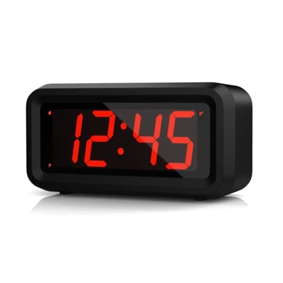 Alarm Clock, LED Digital Clock, Small Wall Clock, Battery Operated, Adjustable 3-Level Led Brightness, Dim Night Mode, 12/24Hr,