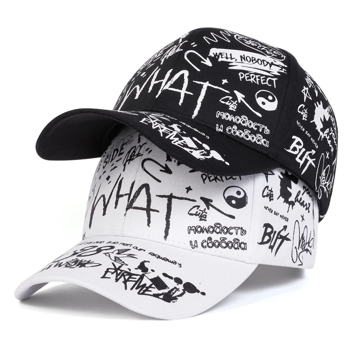 Berretti da baseball unisex con stampa graffiti What Gossip Primavera Autunno Cappelli casual regolabili per esterni Cappello per protezione solare