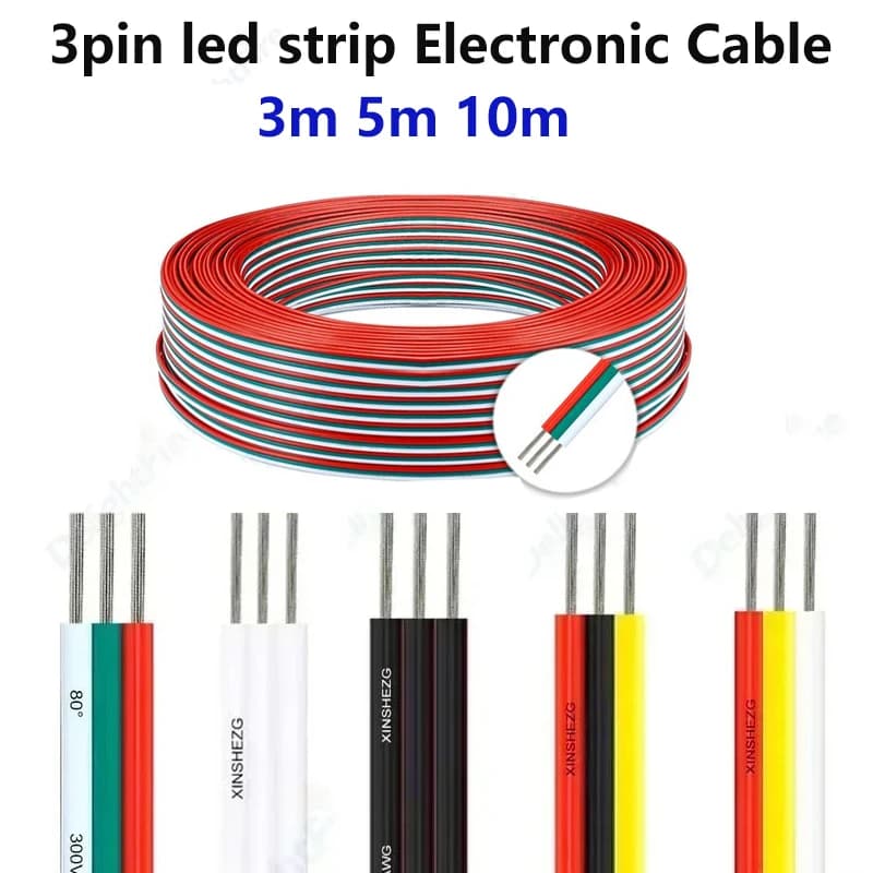 Cavo elettronico a 3 pin in rame stagnato 18 20 22 AWG Hookup 12V Cavo elettrico per WS2811 WS2812B Luci di striscia LED Driver lampada automatica