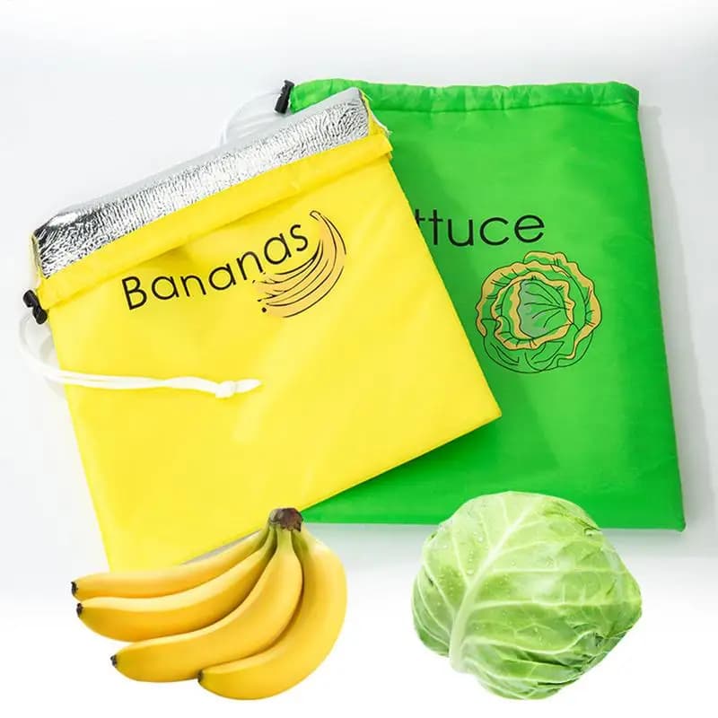 28x35cm Fruit Vegetables Storage Bag Lettuce Banana Fresh-keeping Bundle Pocket Drawstring Banana Preserve Bag Reusable