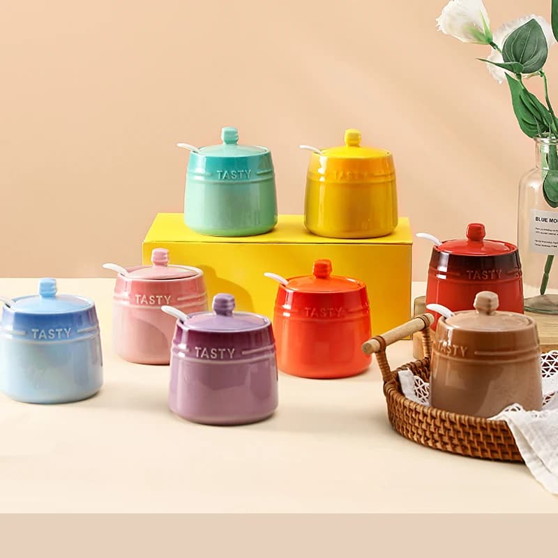 Contenitore per condimenti Adual Rainbow Cerc, barattolo per sale, zucchero, spezie, olio, peperoncino piccante, piccolo contenitore da cucina per uso domestico e ristorante.