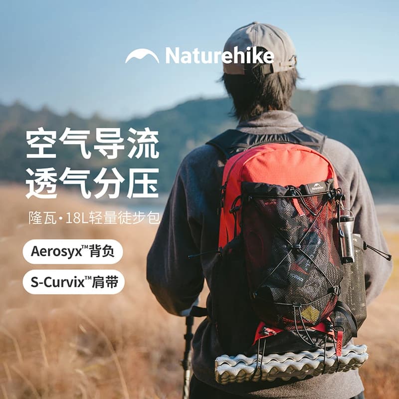 Zaino Naturehike 18L per Escursionismo, Leggero, Comodo, Traspirante, Resistente all'Usura, per Campeggio e Viaggi