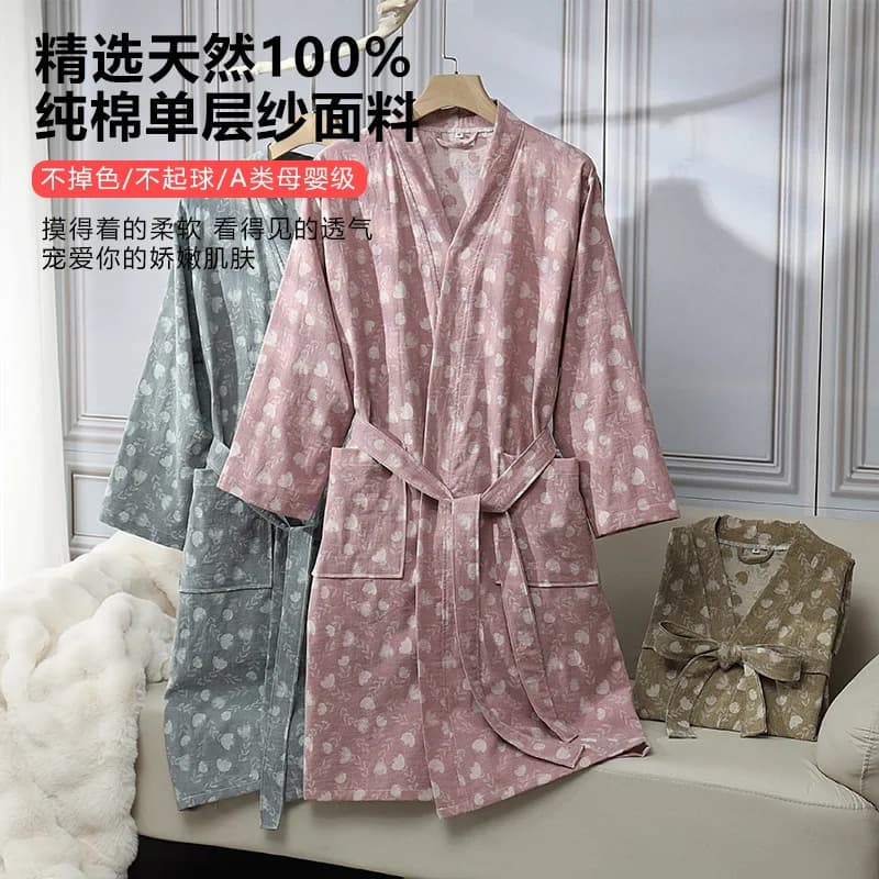 Jacquard bathrobe in cotton monolayer dyed in yarn for men and women Couples Nightwear for the house Kimono Dresses