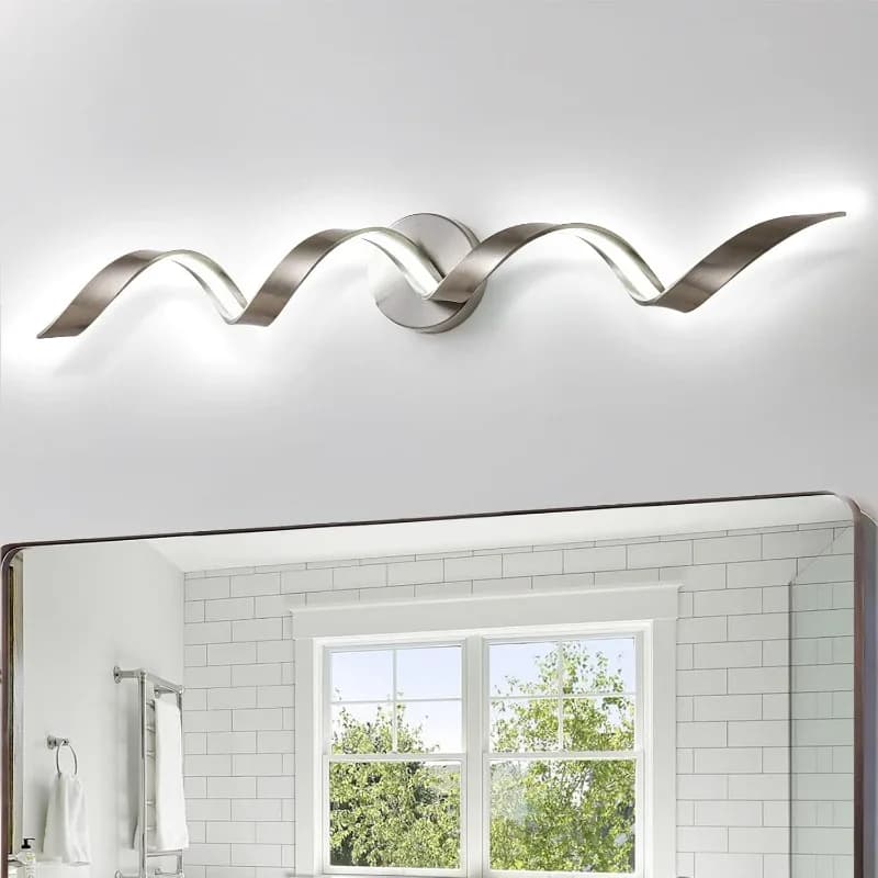 Lampada da bagno moderna a LED da 32 pollici, lampade da bagno dal design a spirale da 20 W sopra lo specchio, lampade da parete fo