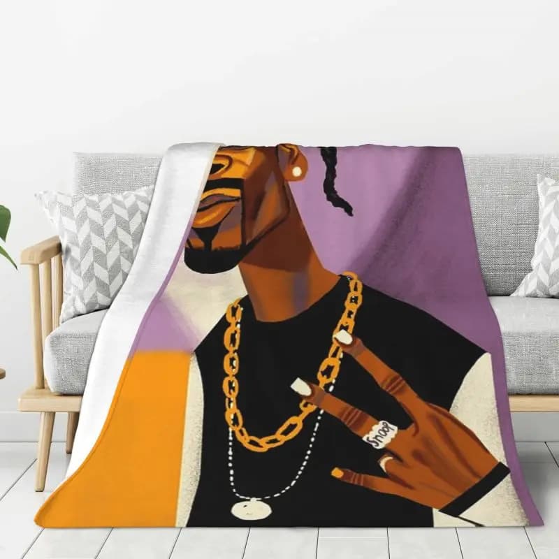Coperta Personalizzata Snoop Dogg in Morbido Pile, Calda per Primavera e Autunno, in Flanella, Coperta Musicale del Rapper per Divano, Auto, Letto