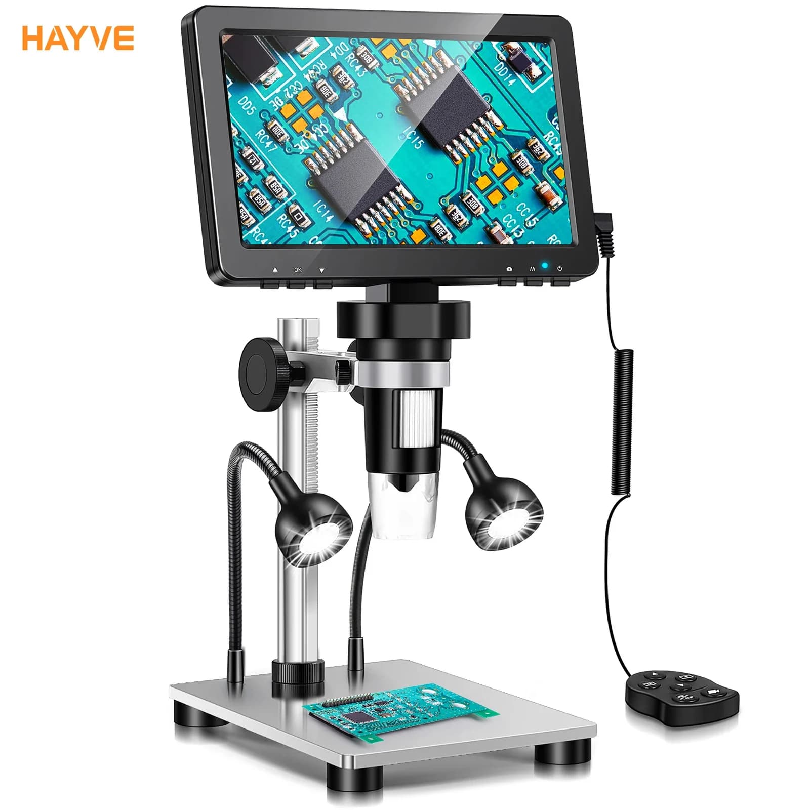 Hayve 7''' Zoom 1200X Digital Microscopes 12 MP HD Electronic Microscopes Welding Camera Magnifying Glass Phone Repair Microscope