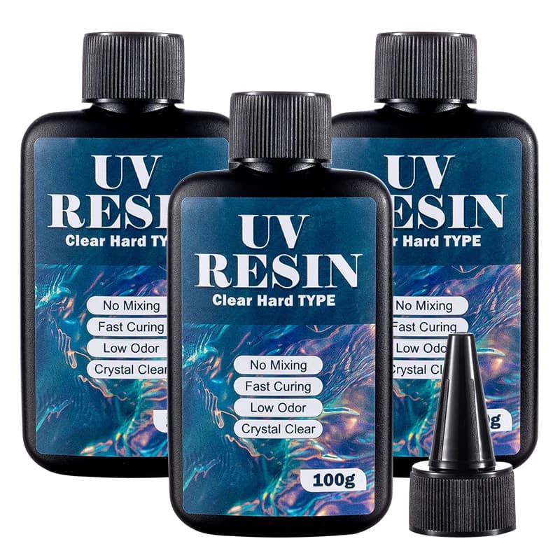 Resina UV 100/200/300g, Tipo Duro, Trasparente Cristallino, Colla Cristallina, Resina Epossidica UV a Polimerizzazione Ultravioletta per Artigianato, Fai da Te, Creazione di Gioielli