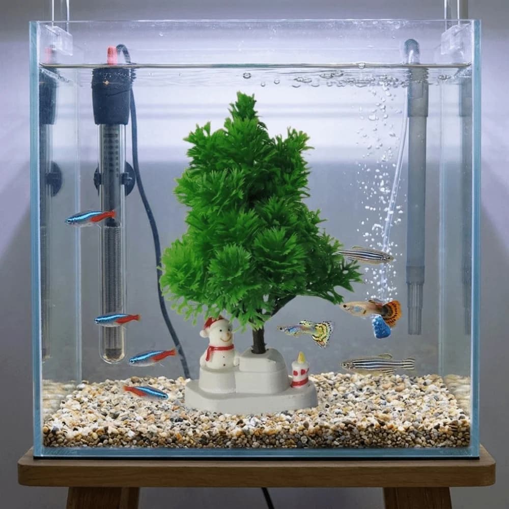 Plastic Christmas Tree Fish Tank Decor Fake Stable Artificial Christmas Tree Plants Simulation Aquarium Landscape Decoration
