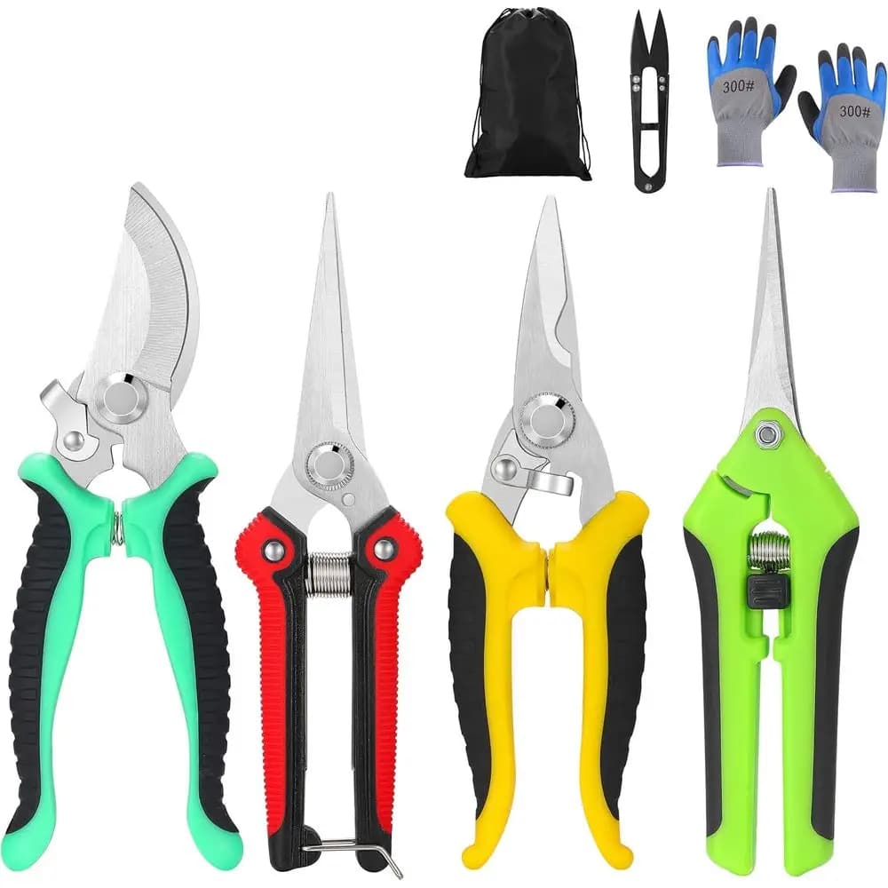 5-Piece Garden Pruning Shears Set with Gloves & Storage Bag – Stainless Steel Trimming Scissors for Lowers, Herbs & Small Branch