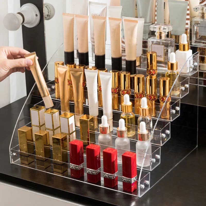 Con scomparti multipli per smalti e rossetti Portaoggetti per cosmetici in acrilico trasparente
