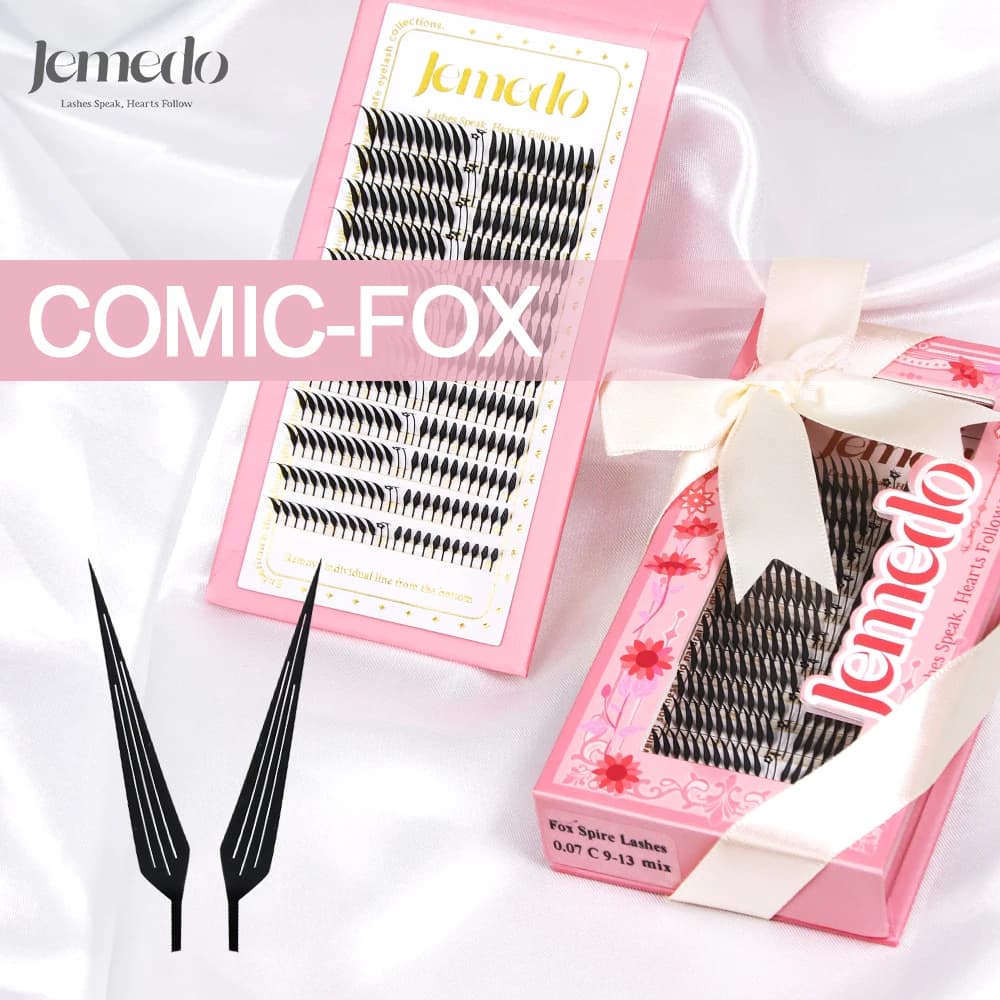 JEMEDO Ciglia stile volpe, ciglia effetto fumetto, extension ciglia morbide e leggere come piume, ciuffetti di ciglia effetto volpe per cosplay, extension ciglia a spirale