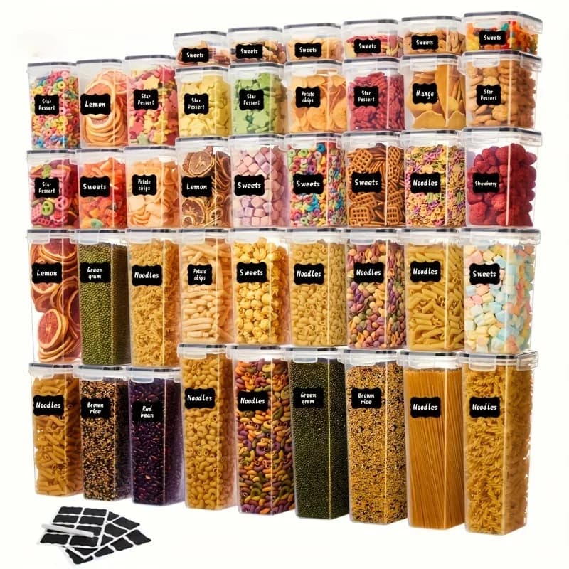 24 piece airtight containers - BPA-free plastic for spaghetti, cereals, flour and sugar, with lids
