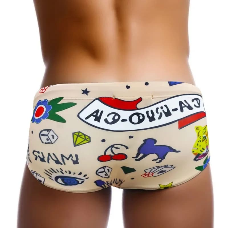 Sexy Men's Swimwear Push-up Swimwear with Cartoon Print Men's Shorts Swimwear Fast Drying Breathable Beach Swimwear