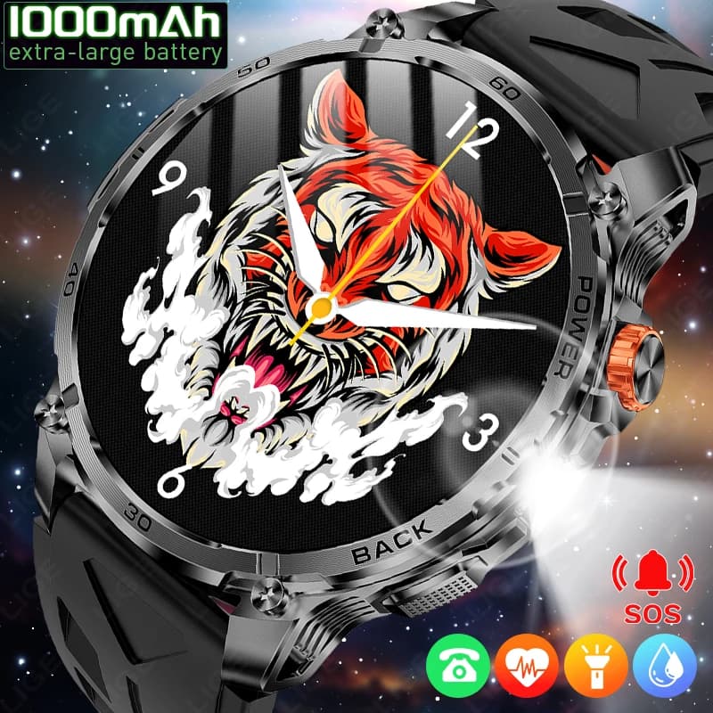 Smartwatch LIGE 1000mAh da uomo, schermo completamente touch, monitoraggio della frequenza cardiaca e del sonno, impermeabile IP68, orologio sportivo e fitness.