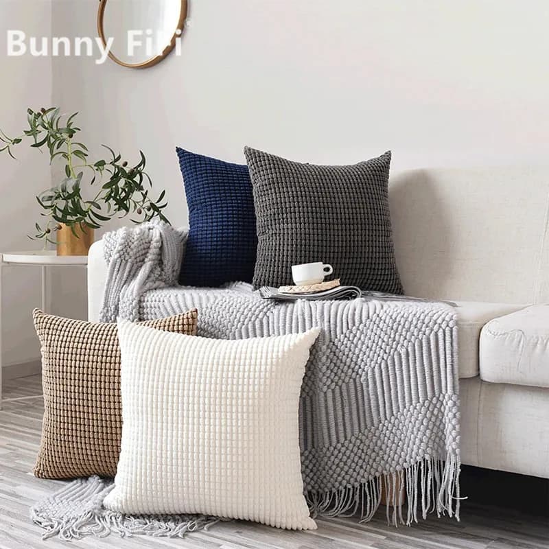 Morbido velluto a coste Grano di mais Fodera per cuscino decorativa per la casa 40/45/50/55/60cm Federa per cuscino in tinta unita per camera da letto Divano Sedia Auto
