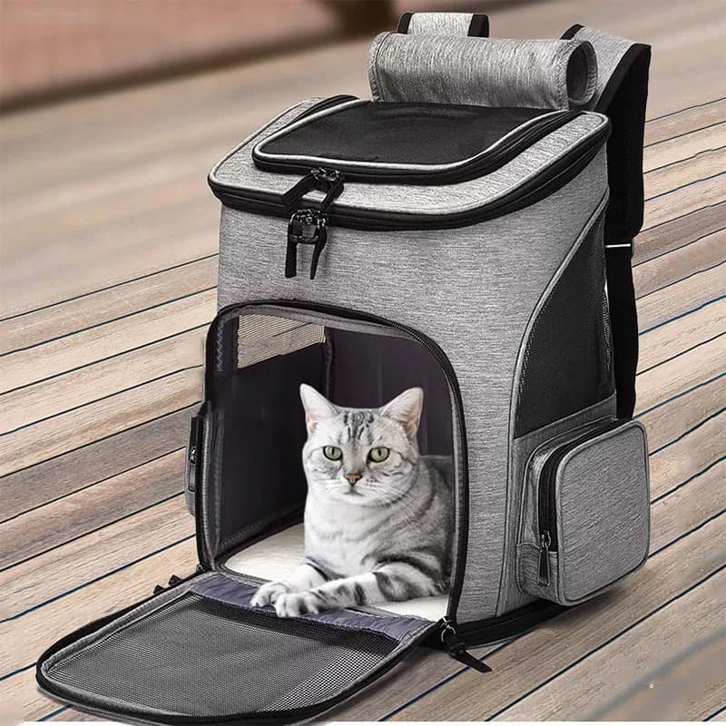 Zaino da trasporto per gatti traspirante Zaino pieghevole per trasporto di animali domestici Borsa da viaggio espandibile di grande capacità creativa per cani gatti