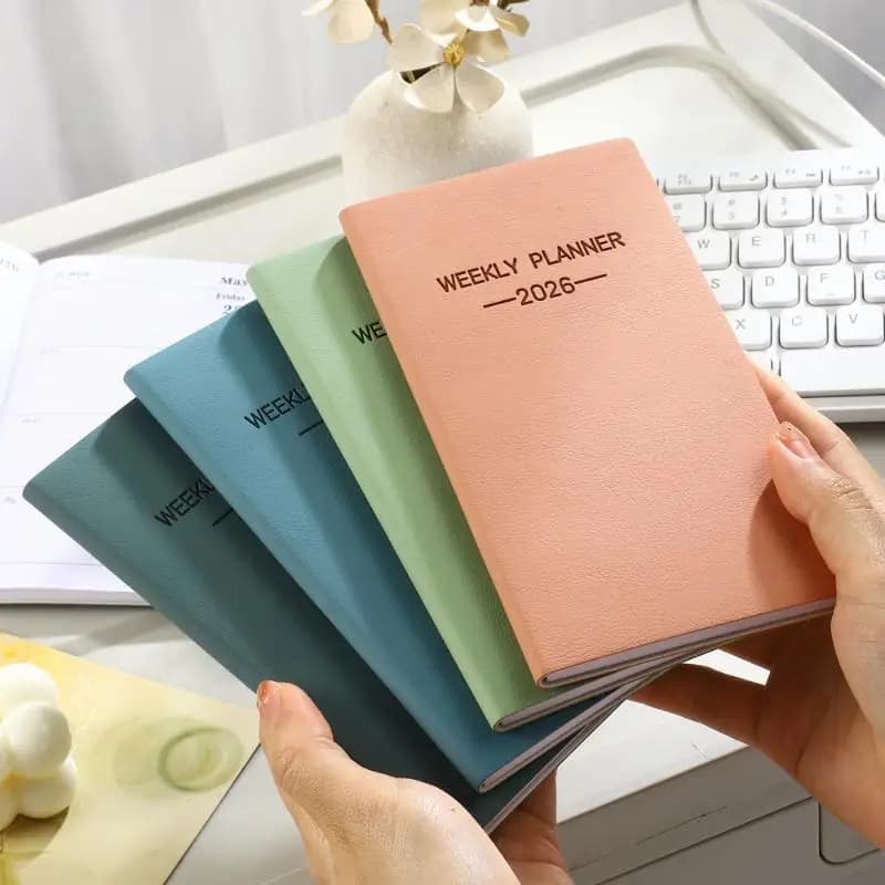 Agenda giornaliera formato A6 2026 da 1 pezzo, calendario in pelle a colori Morandi, 64 fogli, calendario settimanale sottile da 128 pagine