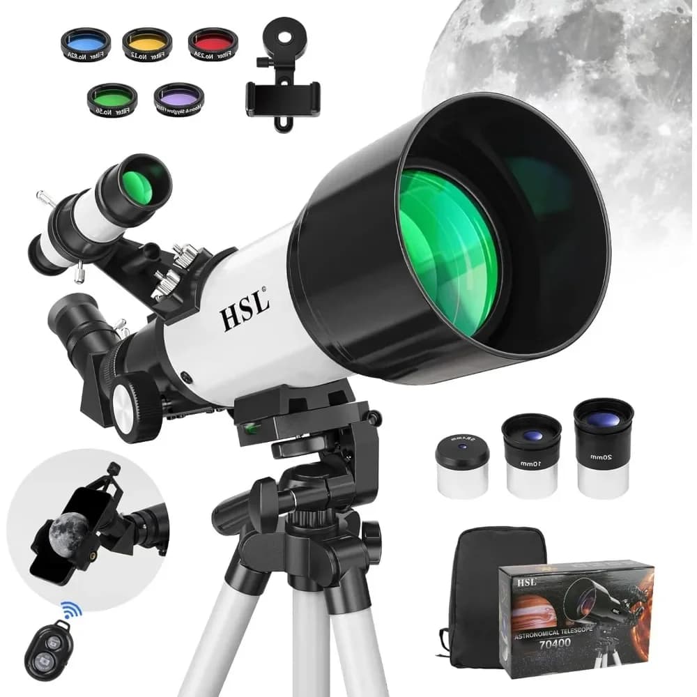 Telescopio Rifrattore ad Alta Potenza con Apertura di 70mm e Lunghezza Focale di 400mm per Bambini dai 5-12 Anni e Adulti