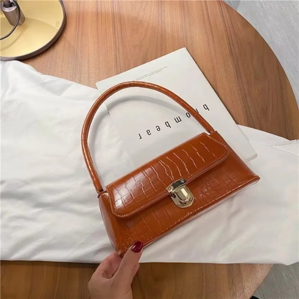 Trendy Solid Color Women's Underarm Shoulder Bag Luxury Design Stone Patterned Ladies Handbag Purse Versatile Crossbody Bags