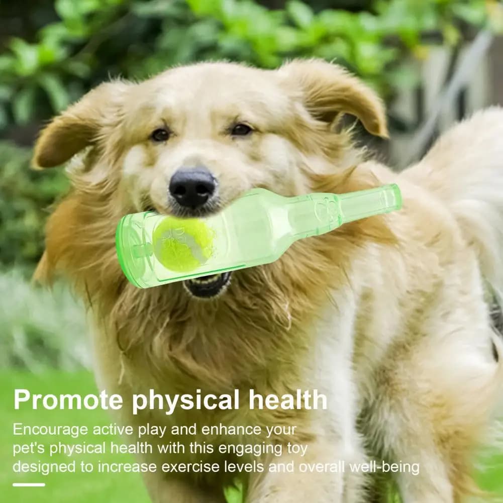 Pet Exercise Toy for Dogs Durable Bottle Toy for Dogs Crunchnplay Dog Bottle Toy with Squeaky Tennis Ball Zentric for Dogs