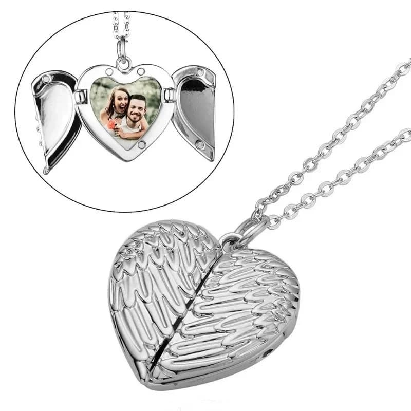Collana in metallo con ciondolo ala d'angelo vuota a sublimazione Collana in metallo con ciondolo ad ala angolare per gioielli in stile coreano per regali di Natale