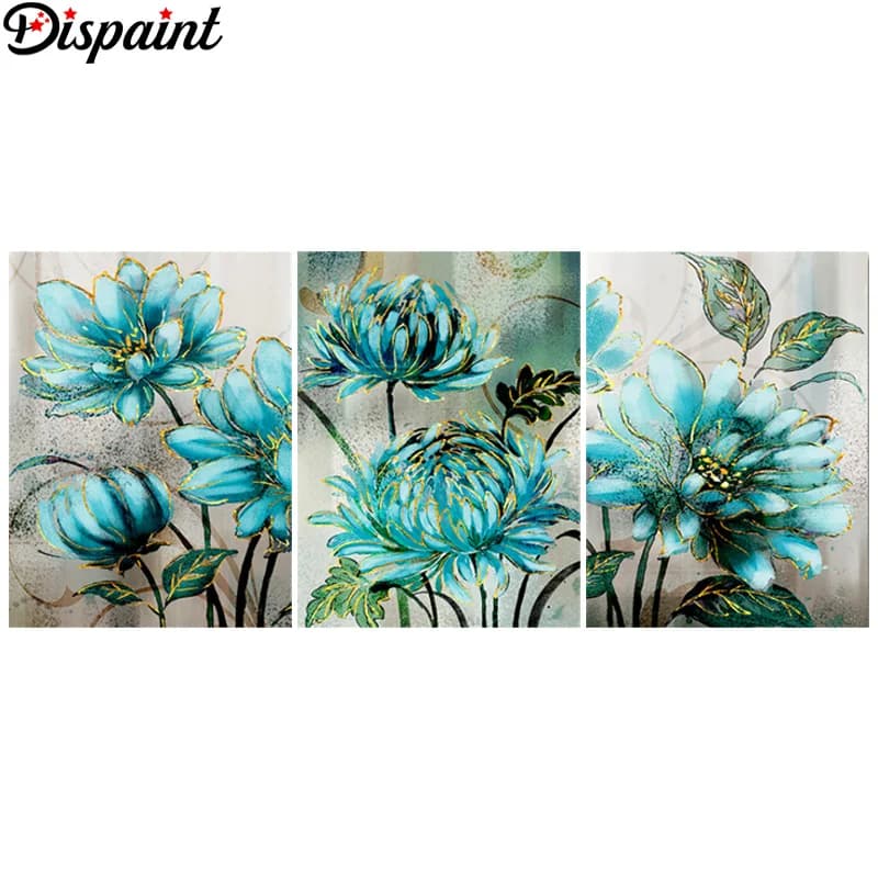 Dispaint Full Diamond "Flower Chrysanthemum" DIY 5D Diamond Painting Cross Stitch Home Decor Picture Of Rhinestone Handmade