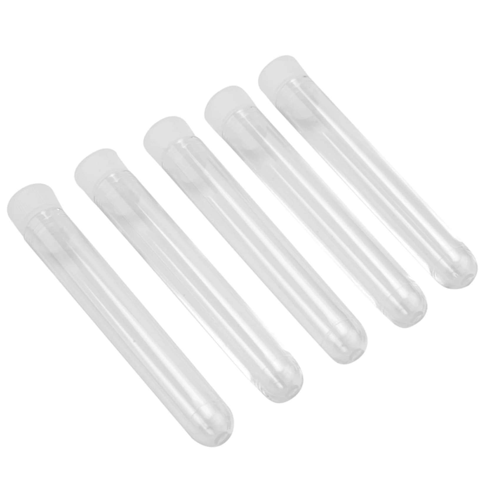 ABWZ-100 pezzi provette in plastica trasparente con tappi a vite bianchi, contenitori per campioni, bottiglie con tappi a pressione 12X75mm