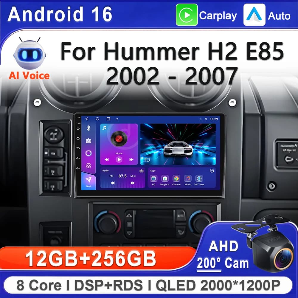 Android 15 Per Hummer H2 E85 2002 - 2007 Autoradio Lettore video multimediale Navigazione GPS Unità principale Schermo No 2Din DVD