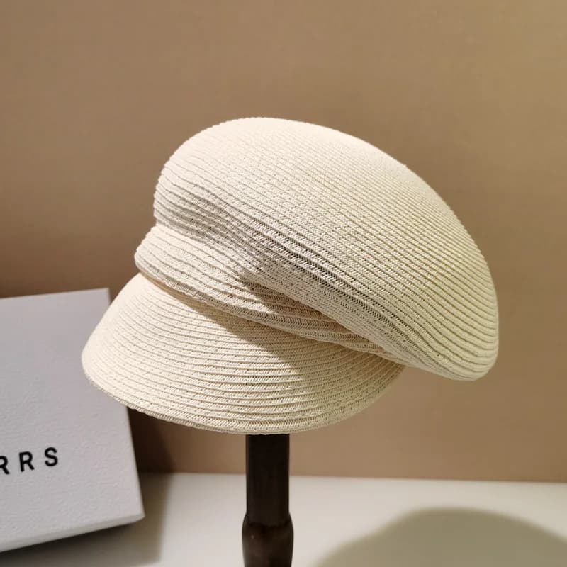 2023 New Women Summer Newsboy Hats Ladies Fashion Straw Sun Hat Sloping Brim Visor Cap Cabbie Beret Girls Paperboy Cap Ivy Hat